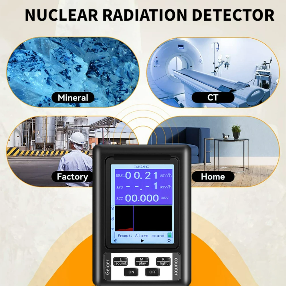 

BR-9B Geiger Counter Portable Nuclear Radiation Detector Personal Dosimeter Marble Tester X-Ray Semi-functional Type EMF Meter