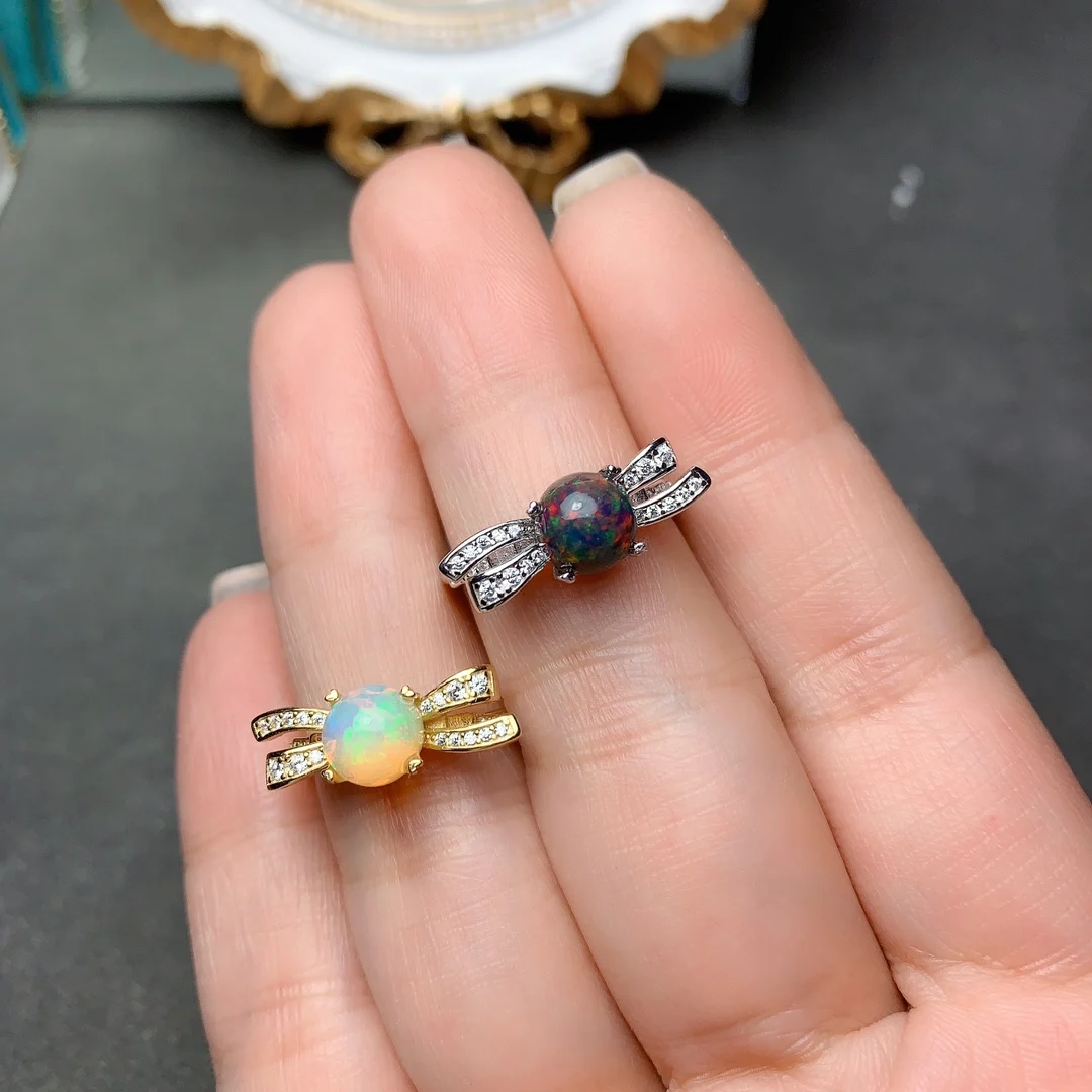 

Sterling silver 925 Opal Ring Engagement Ring for women Luxury Natural Gemstone Jewelry Gemstone wedding gift fine