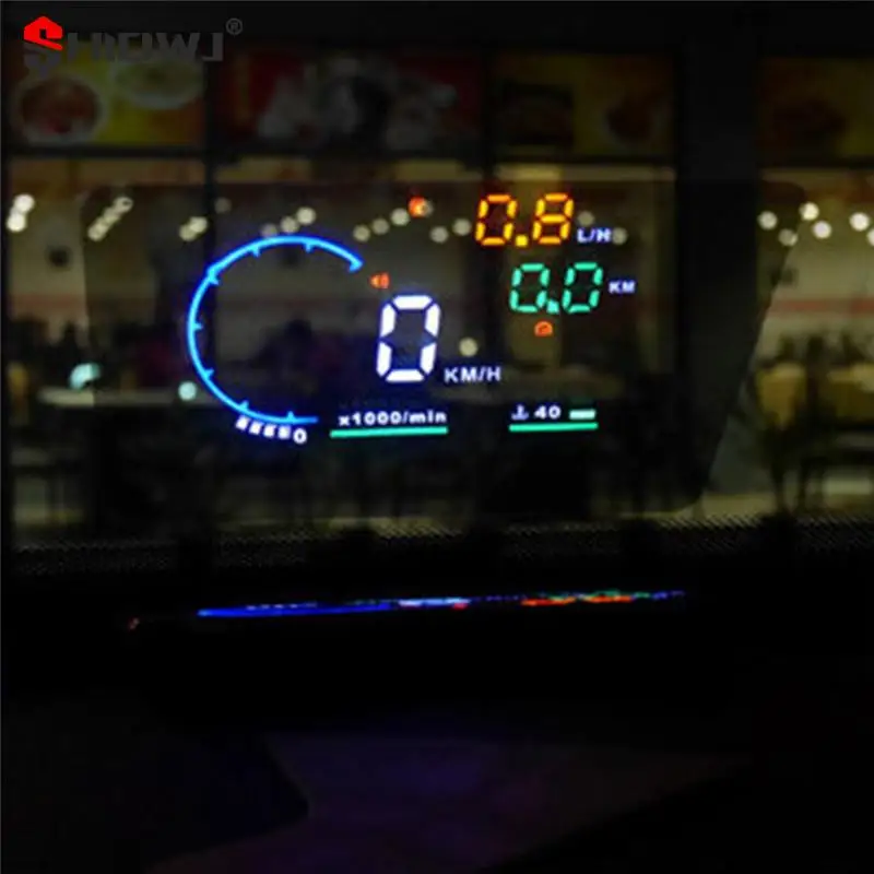 Фото 1 шт. Автомобильная светоотражающая пленка HUD система отображения показаний на голове OBD II отображение расхода топлива превышение скорости автомобильные аксессуары Стайлинг автомобиля №5