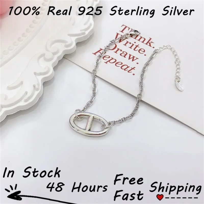 

H Bracelet Sterling Silver Pulseras Pulsera De Plata 925 Mujer Femme For Women браслеты на руку женкие Jade 팔찌 Jewelry бусины