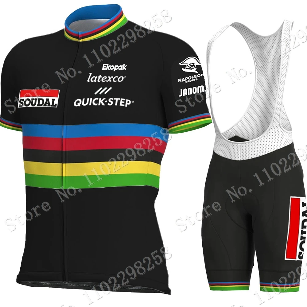 Maillot Soudal Quick Step World Champion 2023 Cycling Jersey Set Clothing Road Bike Shirts Suit Bicycle Bib Shorts MTB Wear Ropa images - 6
