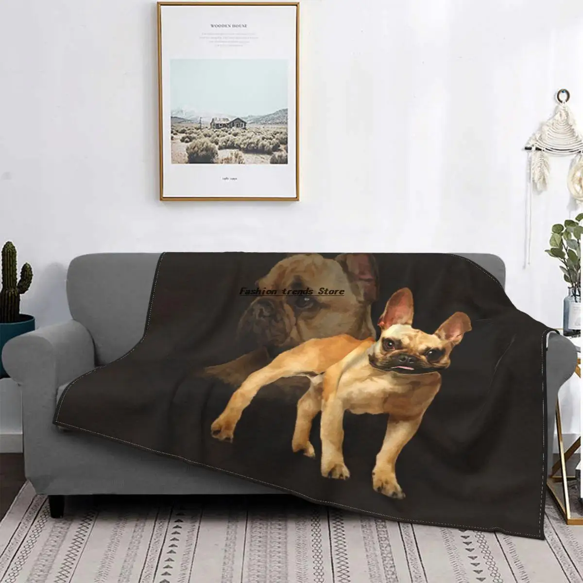 

French Bulldog Frenchie Dog Blankets Fleece Decoration Cute Animal Soft Throw Blankets for Bedding Bedroom Plush Thin Quilt