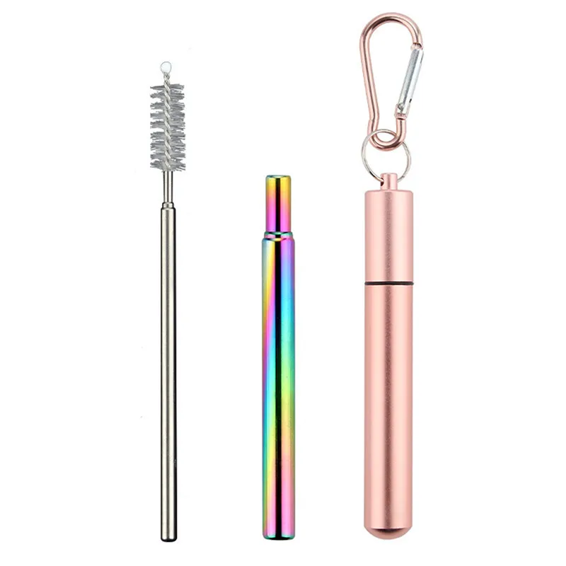 Трубочка для питья телескопическая соломка из нержавеющей стали с чистящей