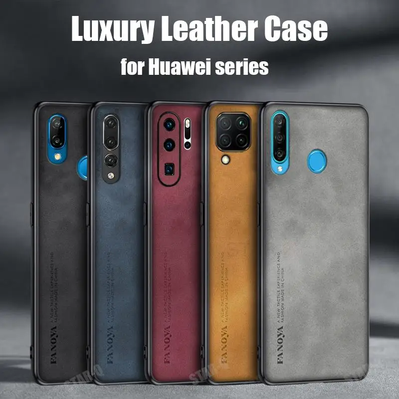 

Luxury Sheepskin Leather Case For Huawei P30 P20 P40 Lite Pro P Smart Plus 2019 20 30 40 Men Retro Back Cover P30lite P30pro P50