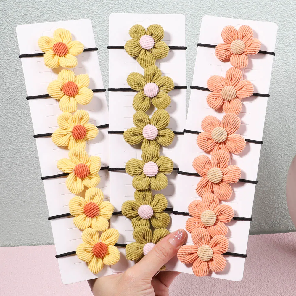 

6Pcs/Set Sweet Corduroy Flower Elastic Hair Bands For Cute Girls Rubber Band Hair Rope Tie Ponytail Holder Kids Hair Accessories
