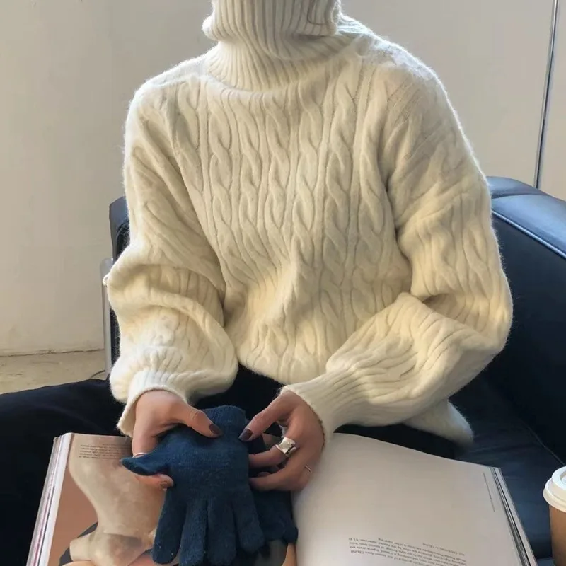 Женский свитер с высоким воротником осень-зима 2024 новый дизайн свободная модная