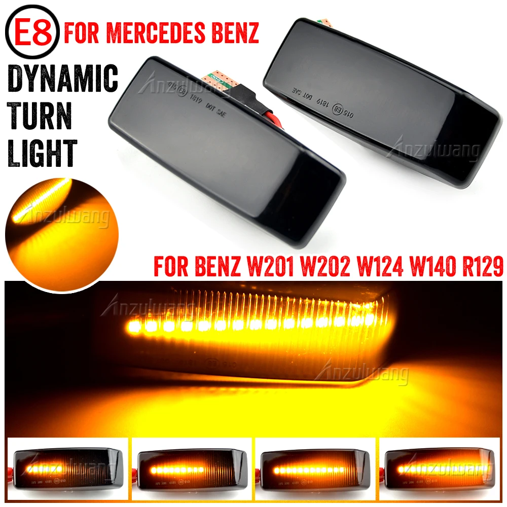 

Dynamic LED Sequential Light Turn Signal Repeater Side Marker Lamp For Benz C E S SL CLASS W201 190 W202 W124 W140 R129