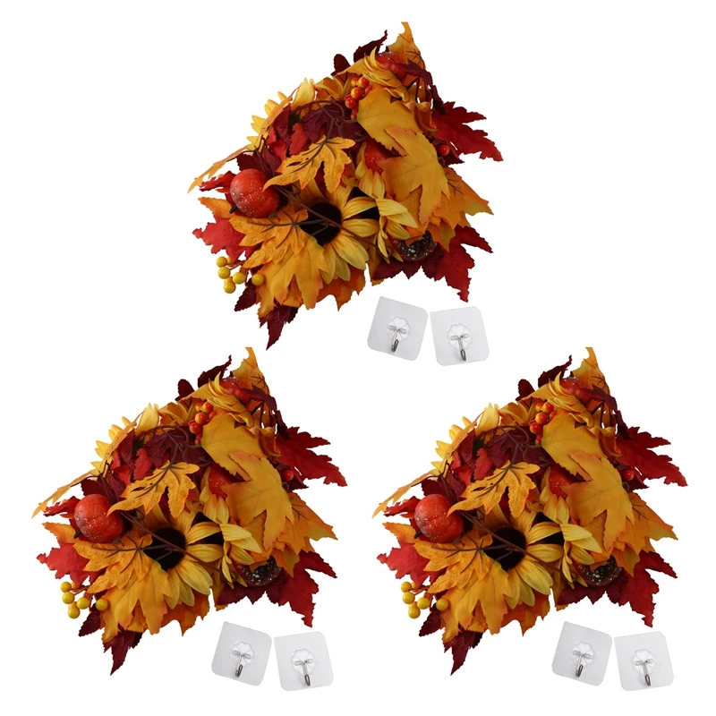 

3Pcs 177Cm Artificial Maple Leaf Berries Sunflower Pumpkin Garland Hanging Vine Decoration(Maple Leaf Pumpkin Garland)