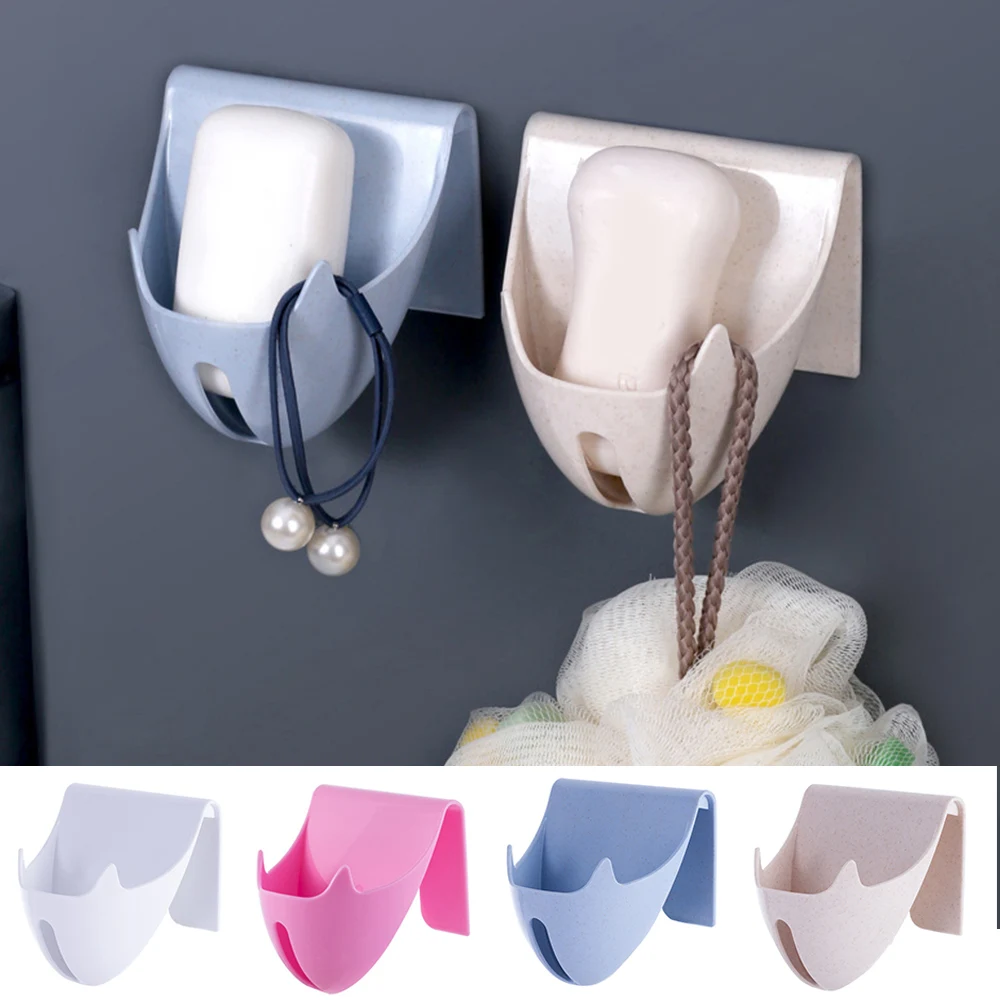 

Drain Soap Box Sucker Soap Holder Dish Bathroom Organizer Storage Box Plastic Tray Holder Container PP Wall-mounted Punch-free