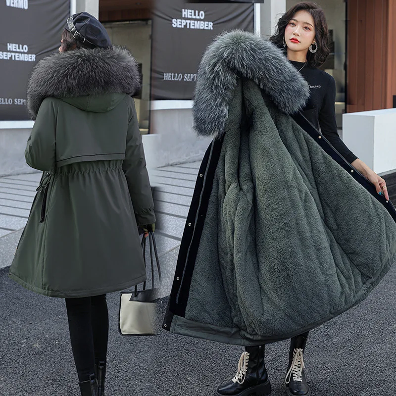 WYWMY Winter Woman Parkas Cotton Padded Coat Big Fur Collar Down Winter Jacket Women Thick Warm Coats Female Outerwear Casual