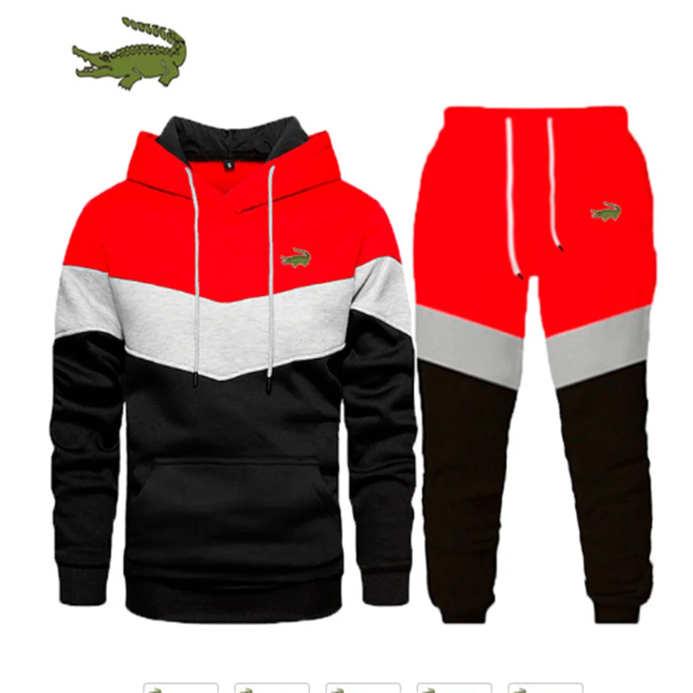 2022 New Blue Street Ccasual Sports Sweater Loose Side Seam Pockets color matching youth hooded sweater suit