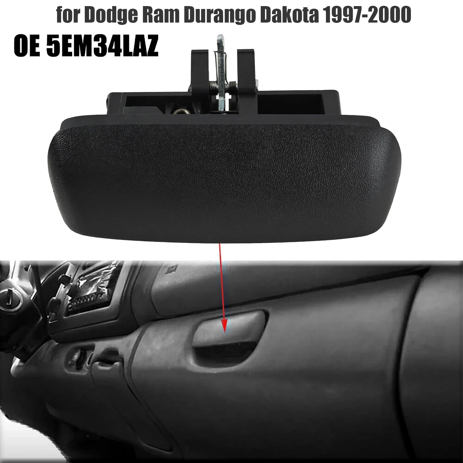 

Черная ручка-защелка перчаточного ящика подходит для Dodge Ram Durango Dakota 1997-2000 5EM34LAZ