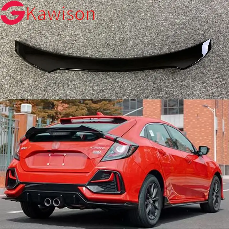 

Rear Trunk Spoiler Boot Lip Wing for Honda for Civic X 10th Hatchback 2016 - 2019 ABS Carbon fiber pattern / Glossy Black