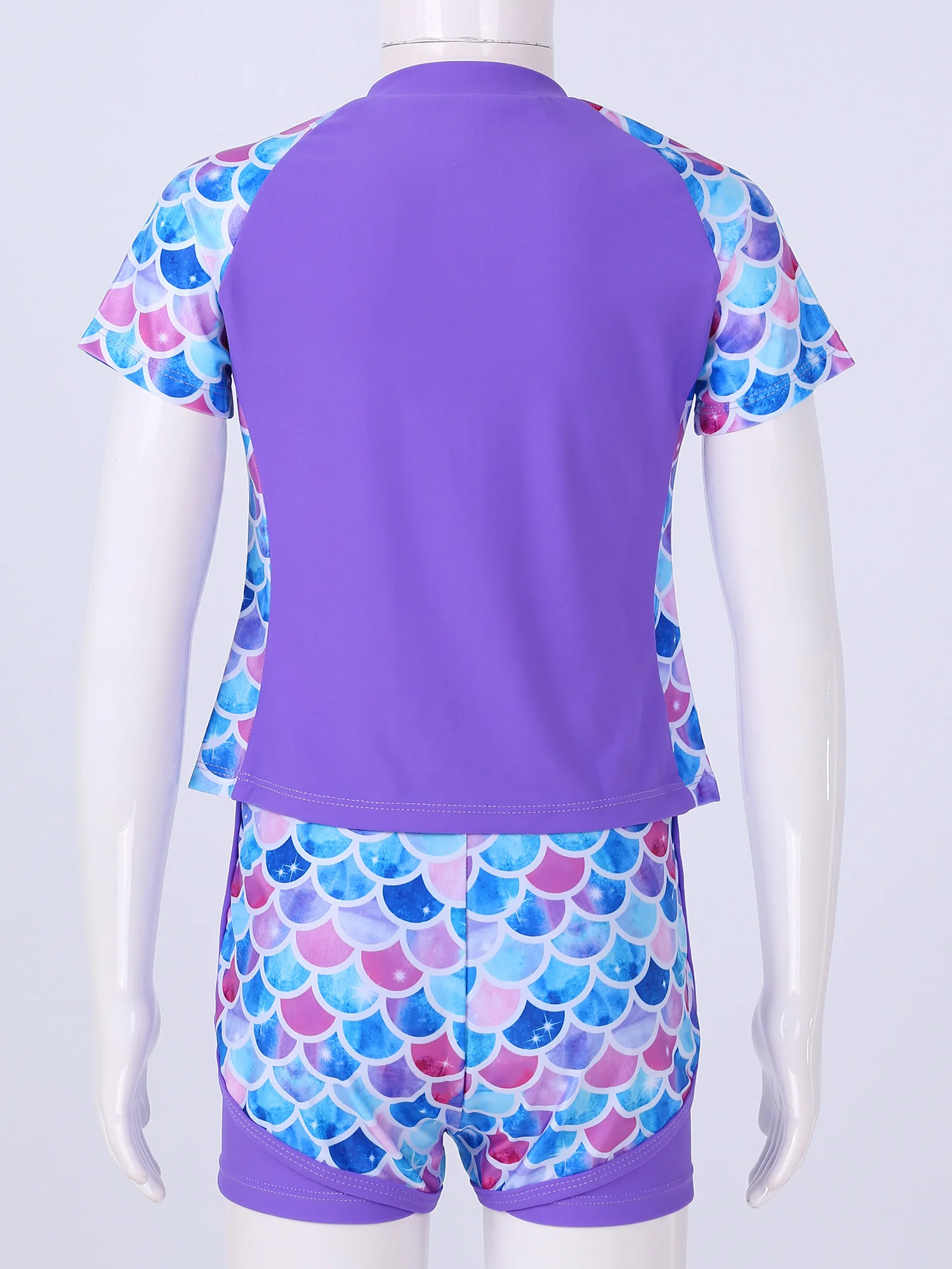 Детский купальный костюм из двух предметов для девочек с коротким рукавом