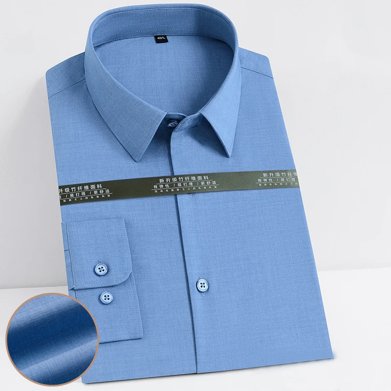 Платье мужское из бамбукового волокна однотонная стрейчевая рубашка с длинными