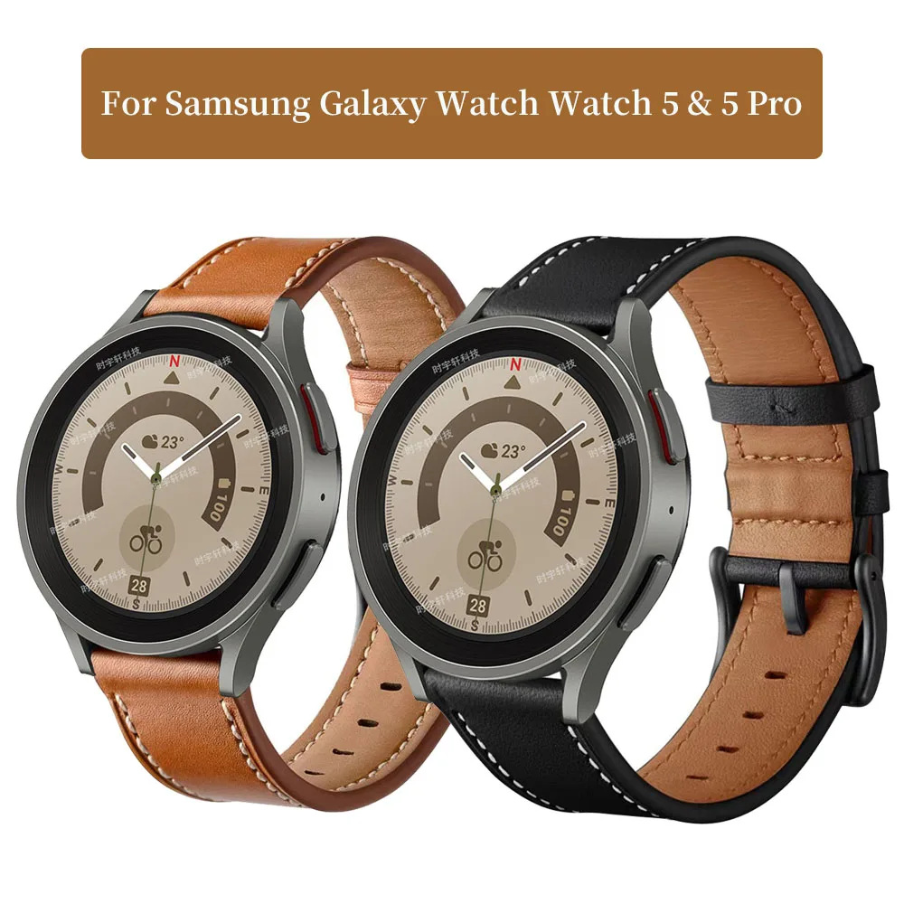 

Ремешок кожаный для Samsung Galaxy Watch 5 Pro/Watch 5 40 мм 44 мм/4 Classic 42 мм 46 мм, сменный Браслет для смарт-часов