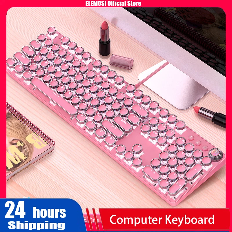 

Elemosi Wired Computer Keyboard Coloful USB Gaming Mechanical Keyboard For MAC WIN 104 KEYS Office Computer Keyboard