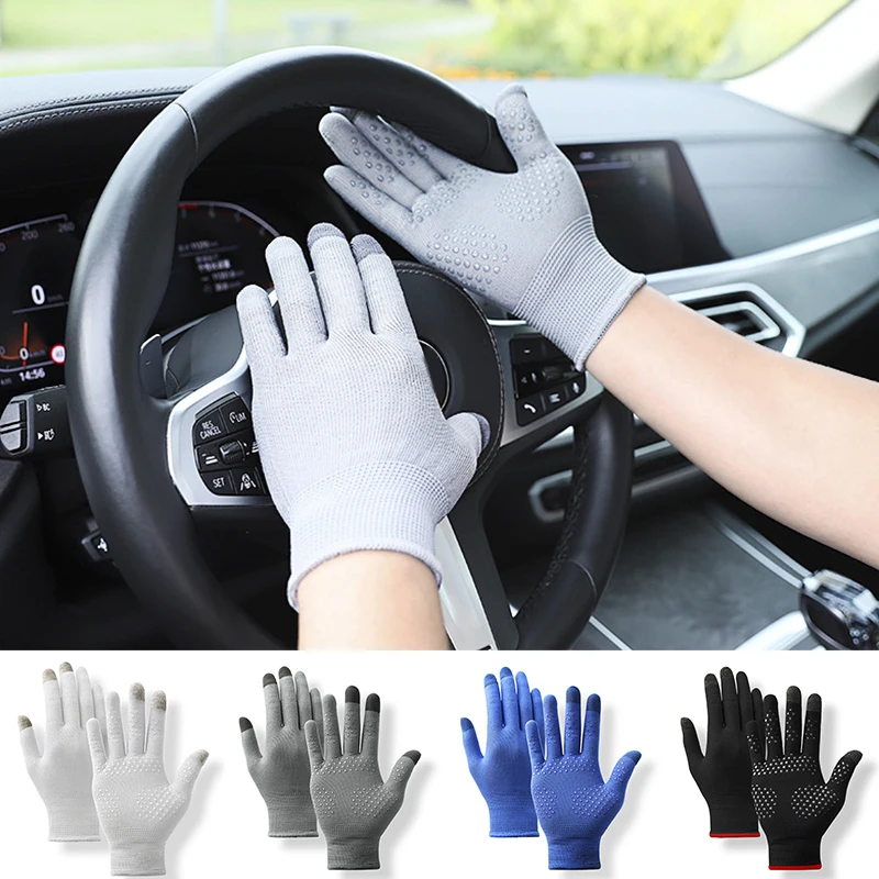 

Breathable Knitting Non-Slip Gloves Tactical Military Elasticity Mittens Outdoor Sun Protection Uv Driving Gloves Solid Color