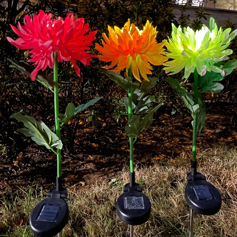 

Waterproof Chrysanthemum Flowers Light Solar Garden Landscape Pathway Lights For Garden Yard Pathway Patio Decors Night Light