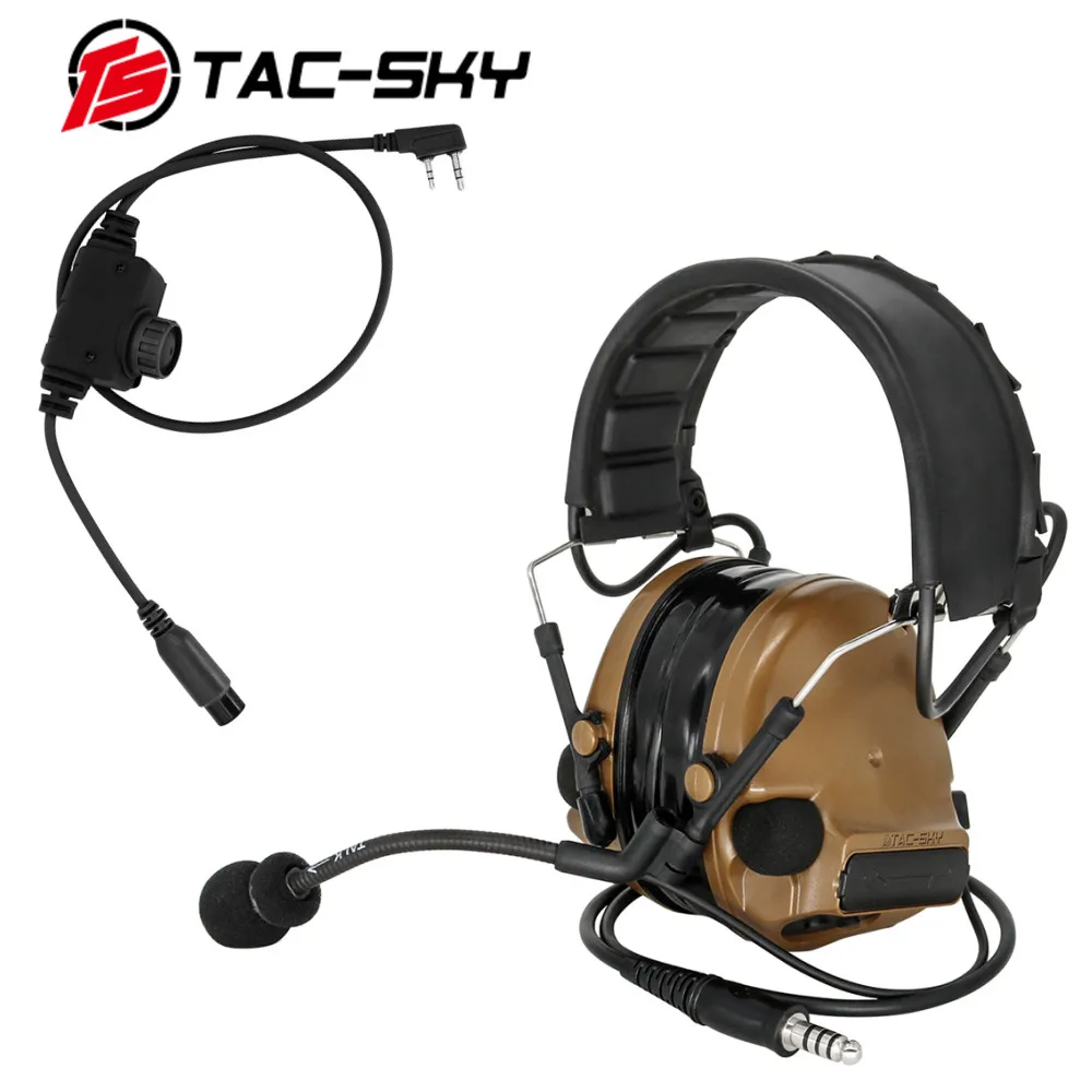 TS TAC-SKY COMTAC III Tactical Headset Outdoor Hunting Airsoft Sports Shooting Tactical COMATC Headset with RAC kenwood plug PTT
