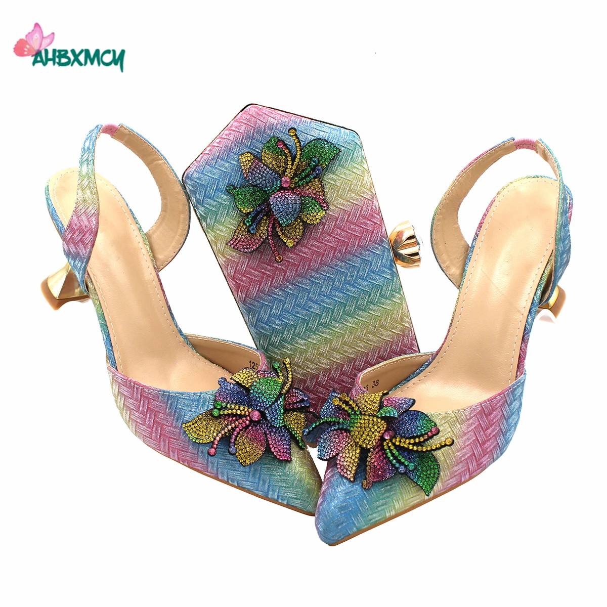 

2021 High Quality New Arrivals Multi Color Italian Design Shoes Matching Bag Set Mature Style African Ladies Pumps for Dress