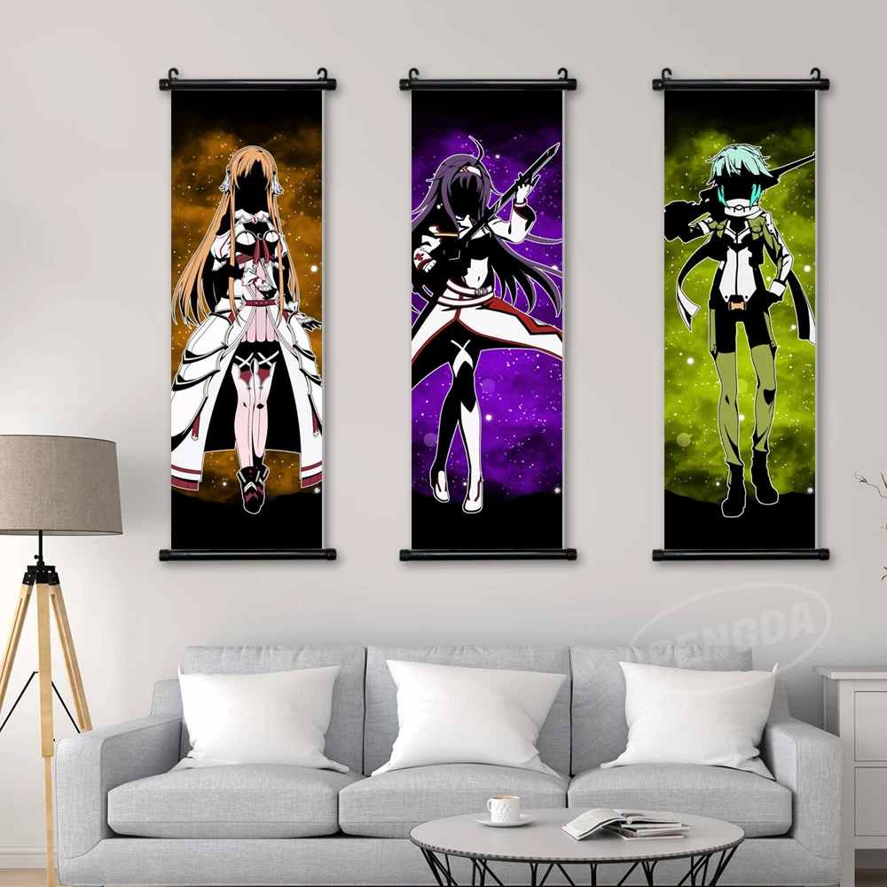 

Canvas Print Sword Art Online Painting Yuuki Asuna Wall Art Picture Kirigaya Kazuto Poster Home Room Decor Anime Hanging Scrolls