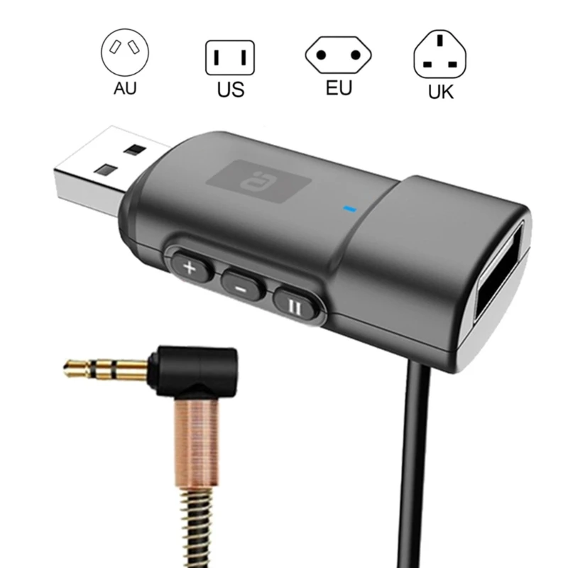 

BluetoothCompatible5.0 3.5mmAUX Car Player USB to UDisk Transmitter Receiver for Car Speaker Dropship