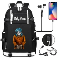 hot sally face backpack teenager school bag multifunction usb charging bag men women travel laptop bag backpack mochila