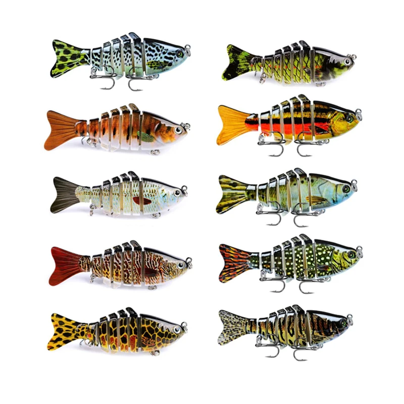 

1pcs Fishing Lure 7 Segment lifelike eyes hard bait 10cm/15.5g Artificial crank bait Bionic Bait Treble hook lure fishing gear