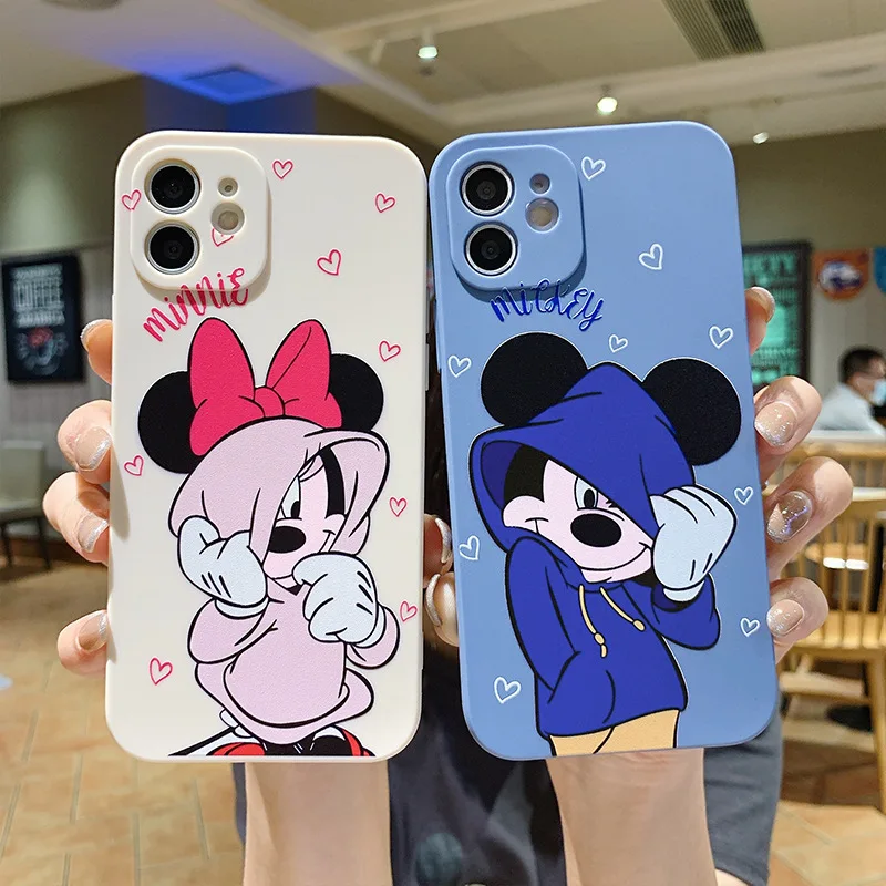 

M-Mic K-key Min N-nie Cartoon Case for Apple iPhone 11 13 Pro Max 7 8 6 6S Plus X XS XR SE 12 Mini Phone Cover Coque Shell