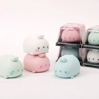 korean genuine molang rice cake rabbit doll decompression slow rebound toy anime figures toys cute model birthday girl gift