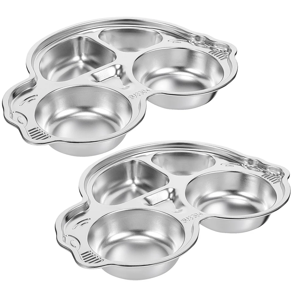 

Divided Plate Tray Plates Kids Serving Lunch Dishes Metal Platter Meal Portion Compartment Steel Stainless Dinner Fruit Holder