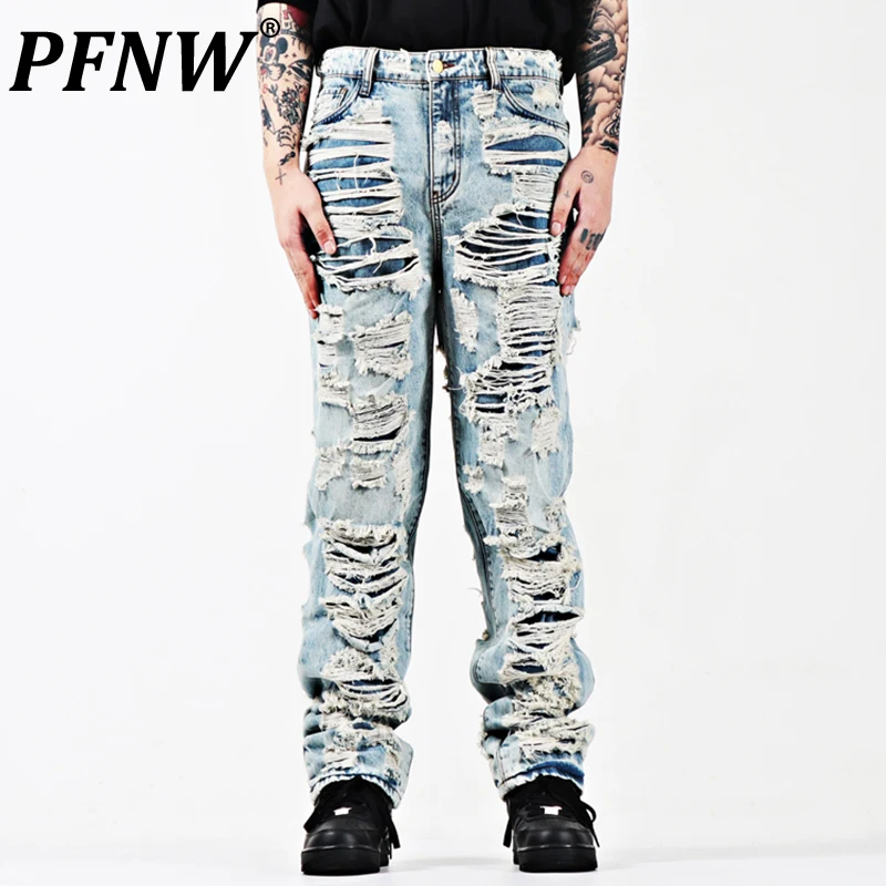 

Мужские двухслойные джинсы PFNW, джинсовые брюки с вырезами в уличном стиле, модель 12A7940 на весну-осень