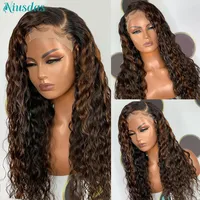 Highlight Wig Human Hair Wigs Water Wave Lace Front Wig 4*4 Closure Wigs For Women Human Hair Niusdas Lace Wigs 150% Density