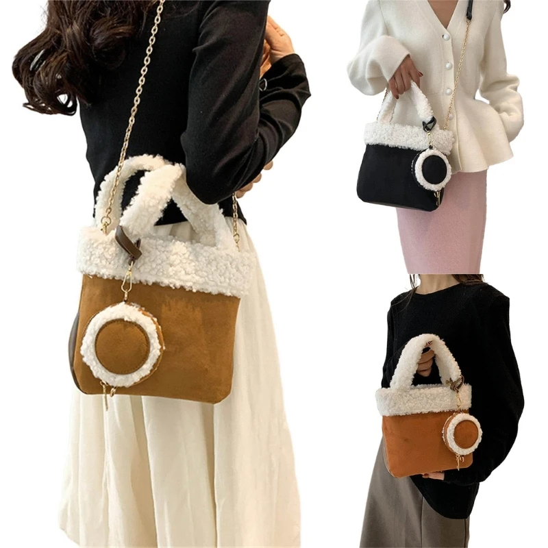 

Elegant Plush Bucket Bag Shoulder Bags Handbag Perfect for Various Occasions