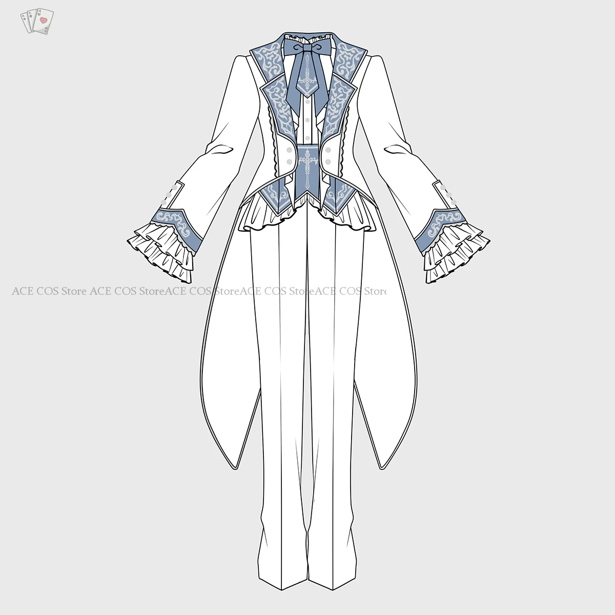 Фото Комплект Ouji Jirai Kei Knight Prince Lolita для женщин и унисекс: винтажный дворцовый наряд, пальто, блузка, пояс для утяжки талии №4