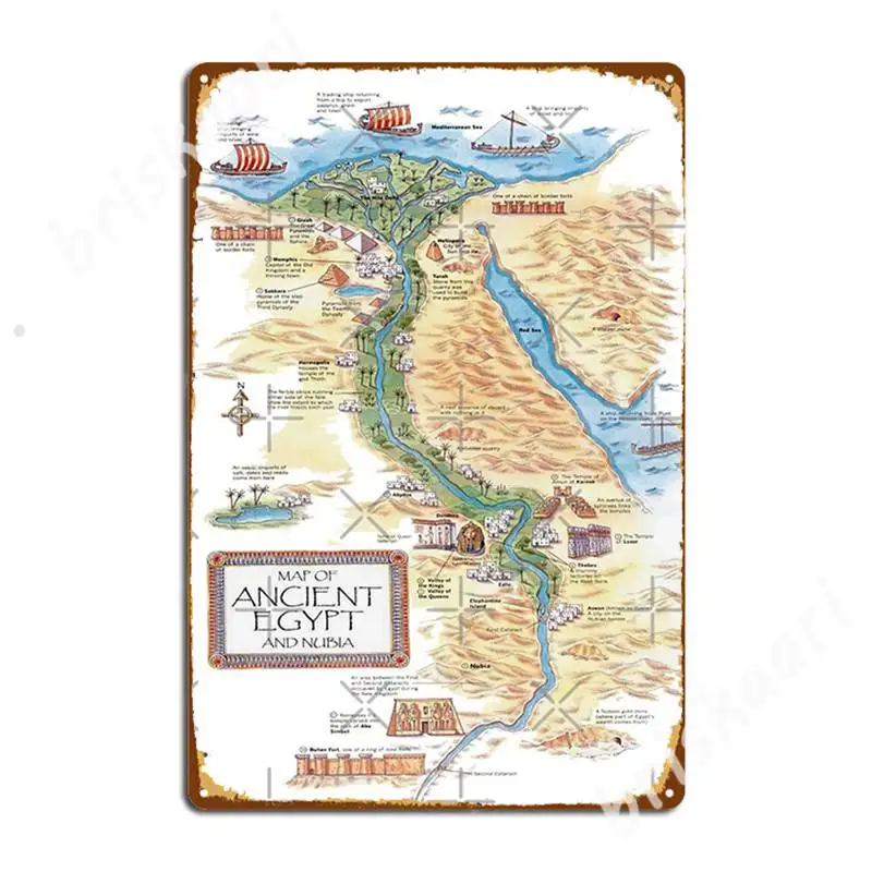 

Map Of Ancient Egypt And Nubia Metal Signs Retro pub Garage Wall Decor Club Home Tin sign Posters