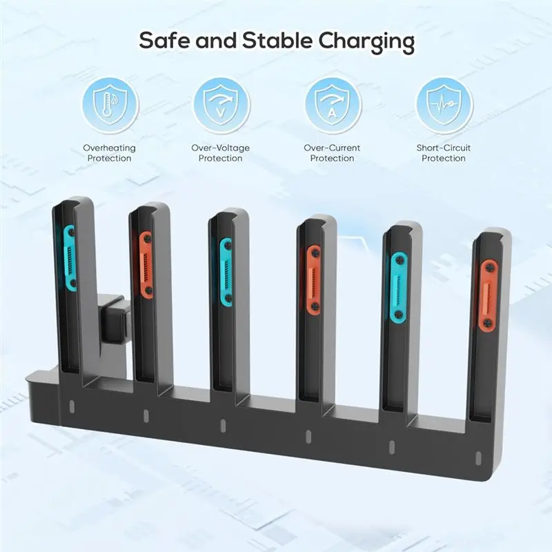 Фото Док-станция Ipega для Switch 2 с 6 слотами, магнитная, с быстрой зарядкой и LED-индикатором для геймпадов JOY-CON №5