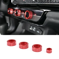 4pcs red car air conditioner audio switch knob trim ring cover for honda civic 2022 car accessories