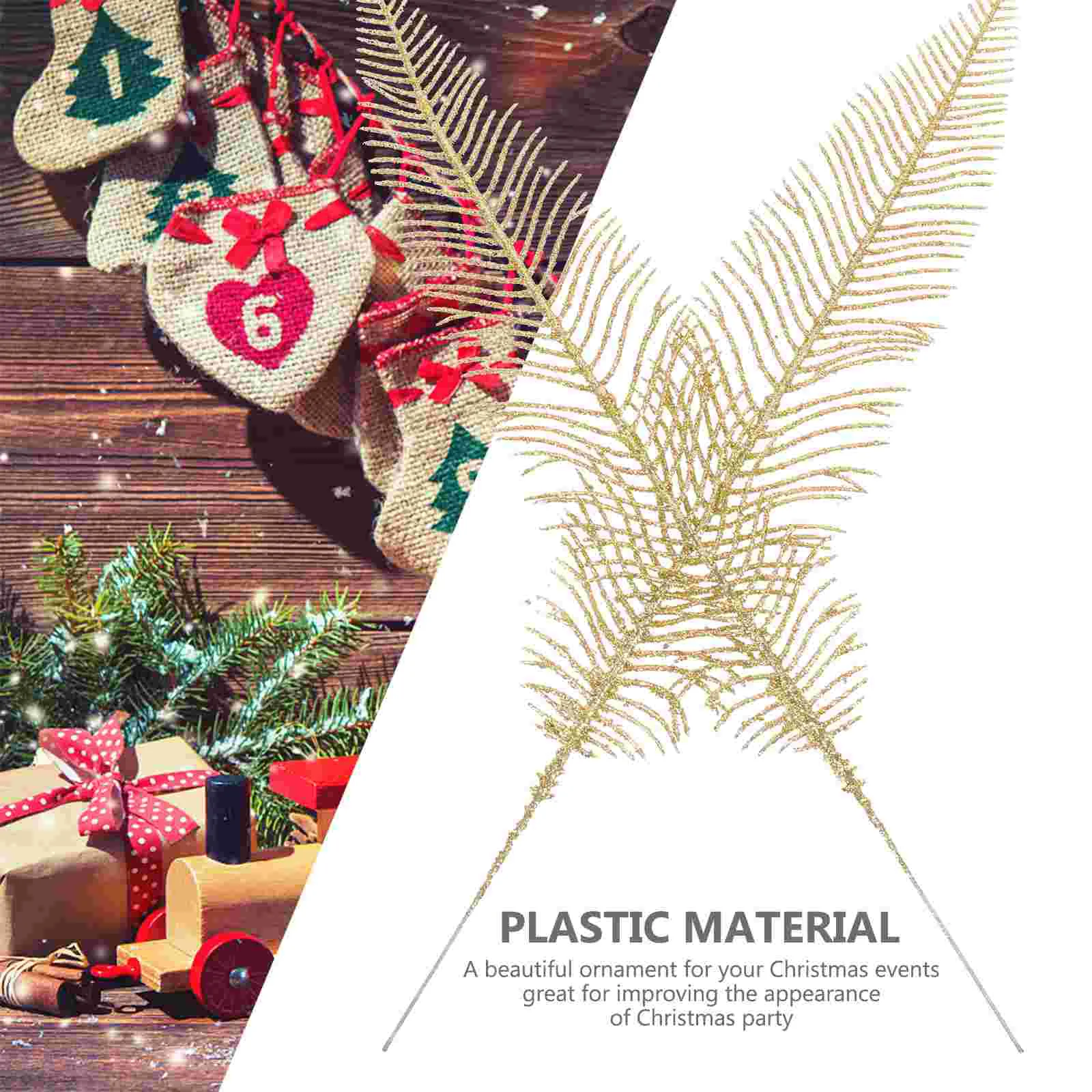 10 шт. золотой порошок лезвие блестящие искусственные листья Рождество для вазы