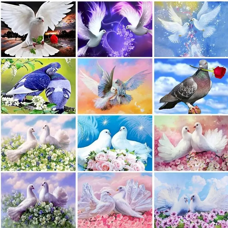 

GATYZTORY Coloring By Numbers pigeon Wall Art Pictures By Number Animals 75x60cm For Adults DIY Frame Home Decoration