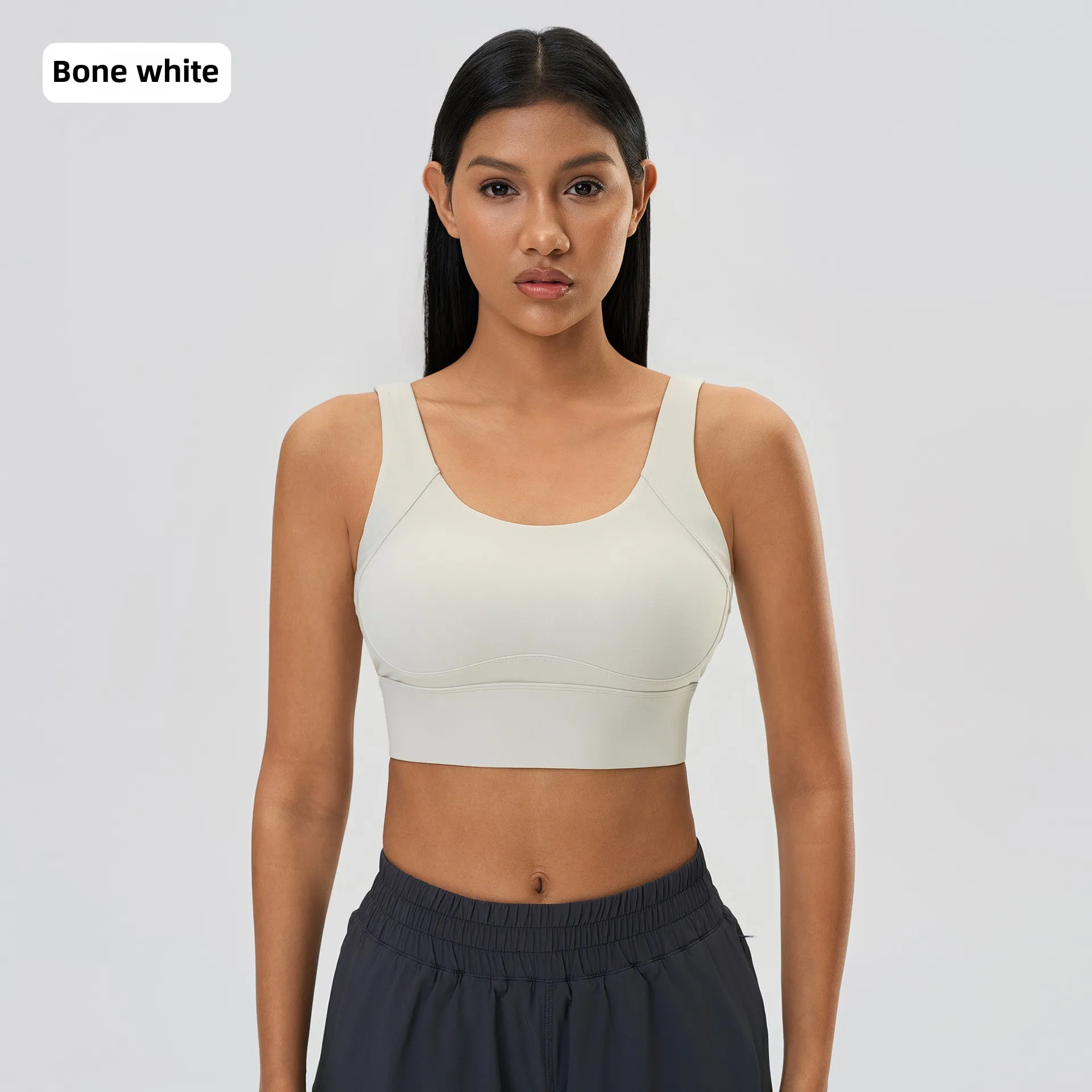 Полуфиксированный бюстгальтер для йоги с эффектом пуш-ап защитой от ударов и