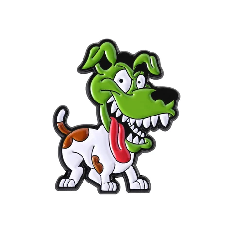 Зеленая маска собака брошь