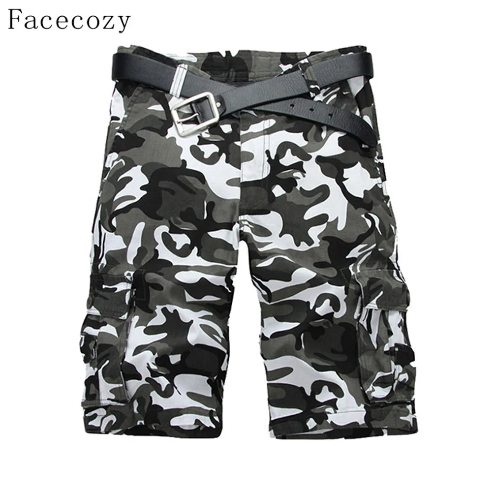 Фото Мужские летние камуфляжные шорты-карго Facecozy, тактические военные шорты с несколькими карманами для активного отдыха, походов, кемпинга, рыб... №3