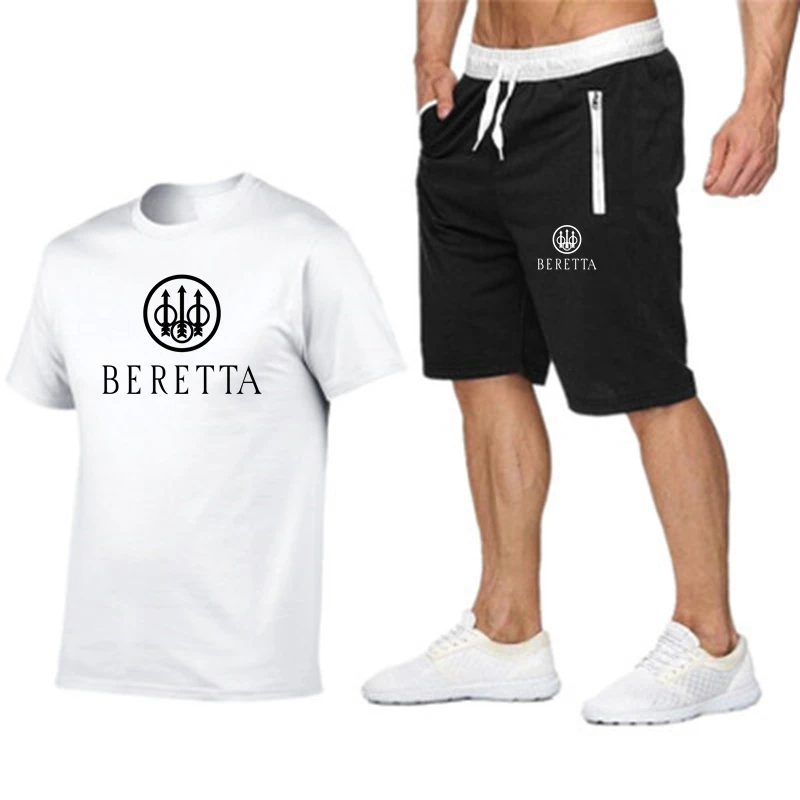 

The 2022 New BERETTA printed summer Men's sportswear set short-sleeved T-shirt and sweatpants are men's casual sportswear