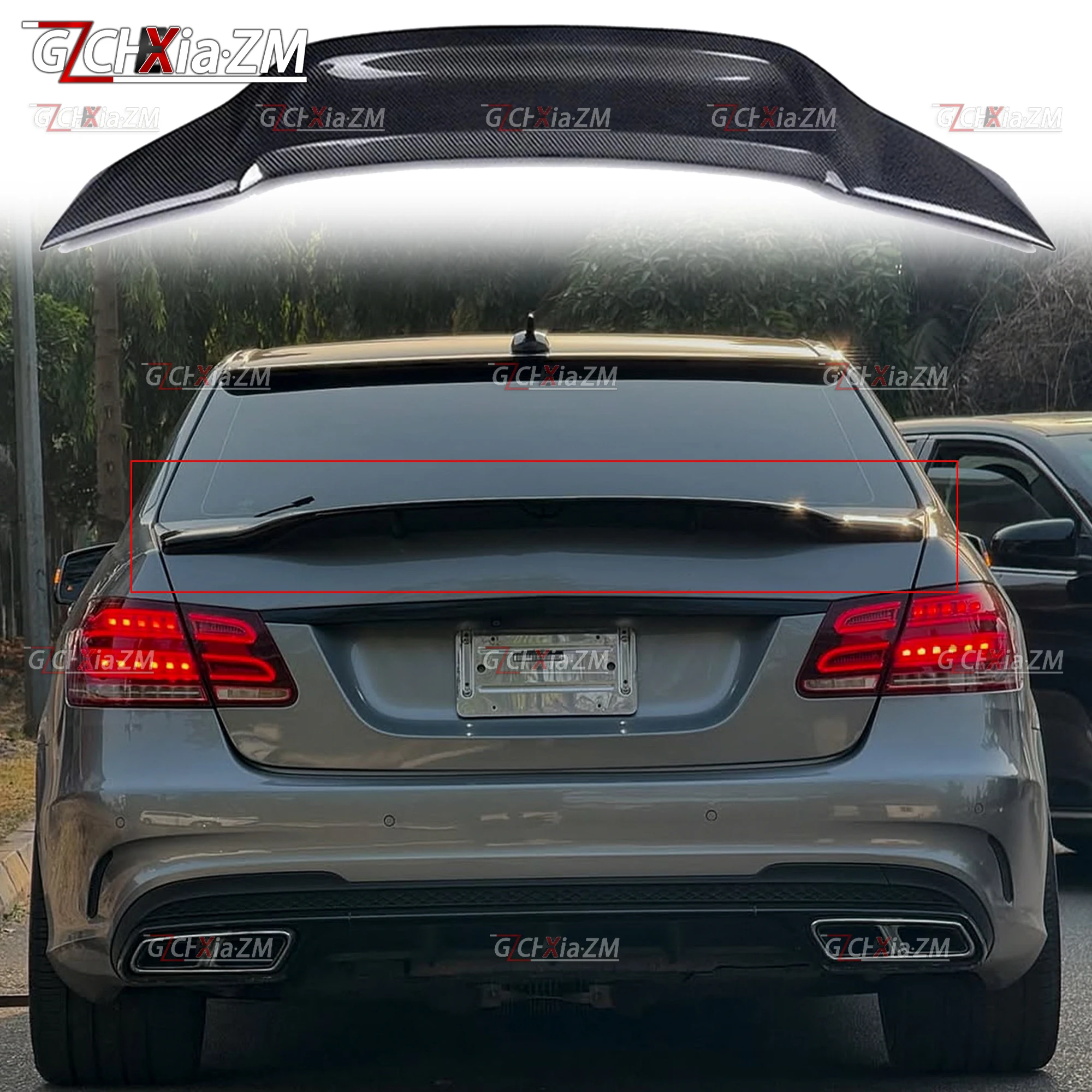 Фото Для 2009-2012 Mercedes Benz E Class W212 4Door E200 E260 E300 E350 Sedan E63 Багажник Губа багажника Задний спойлер R Стайлинг №4
