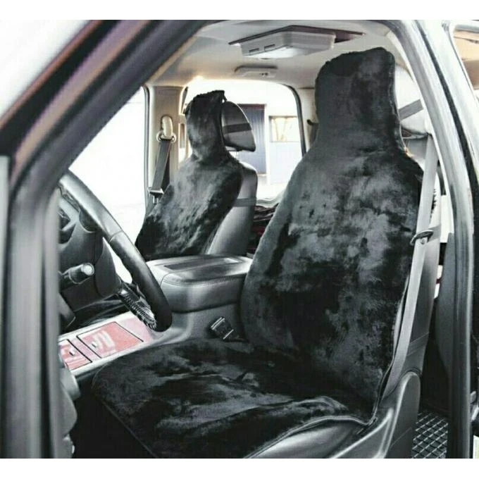 Меховые накидки на передние сиденья автомобиля Эко-мутон 2 шт. размер 145х55cм /