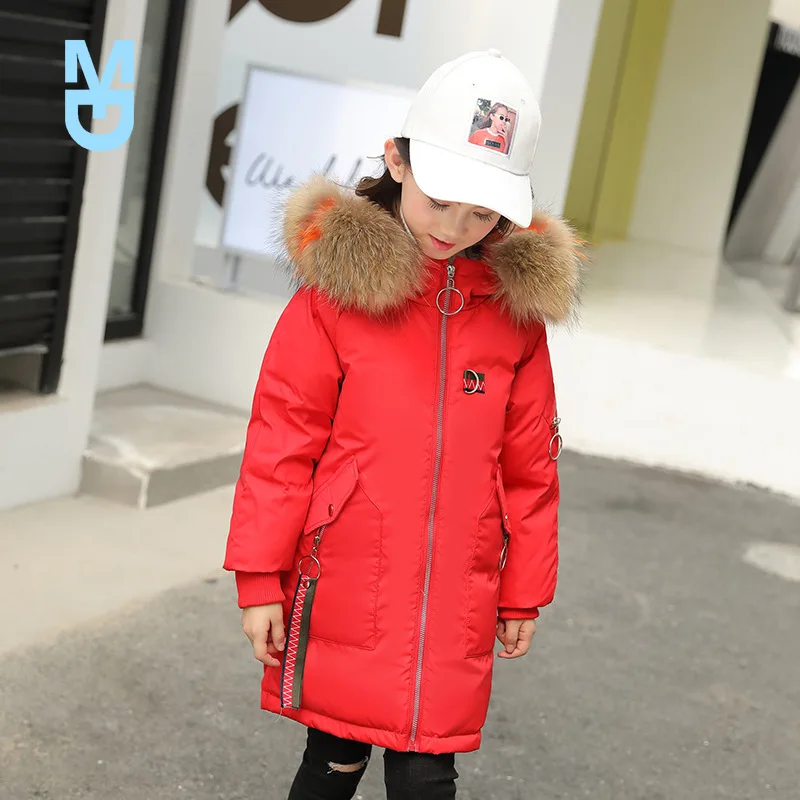 

New Korean version winter children's down jacket girl big children thickened hooded children medium long down jacket
