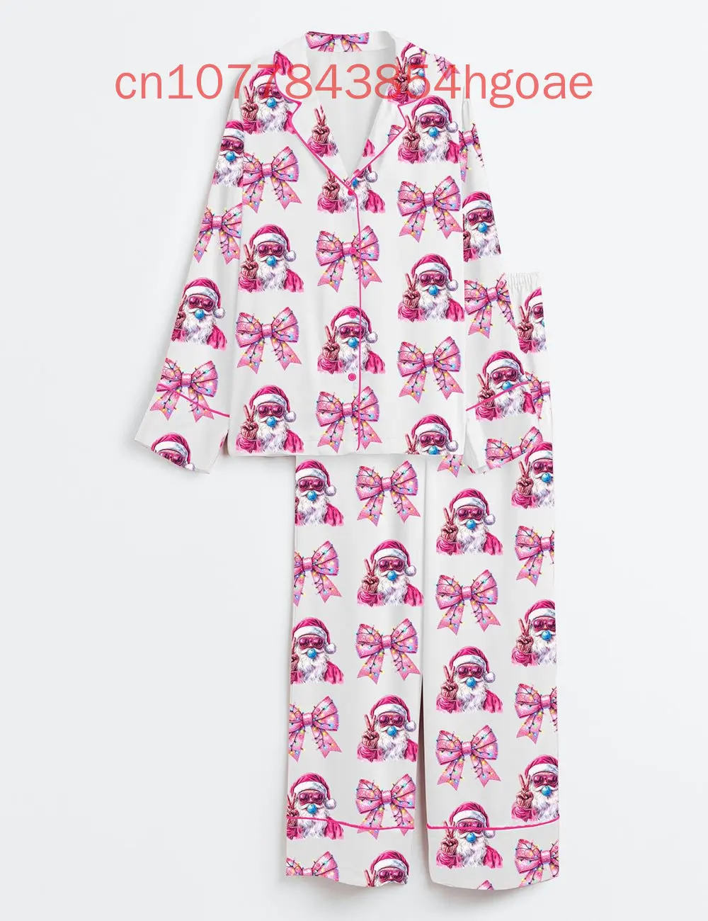 Новинка 2025 рождественский атласный пижамный комплект в стиле ретро повседневный