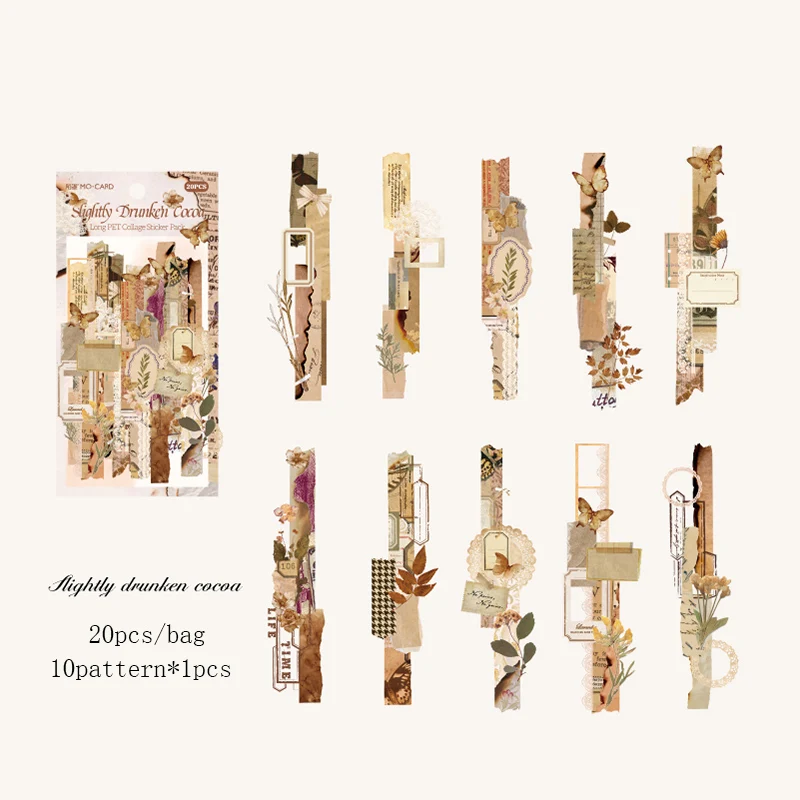 

Бумага Mr. Paper, 6 стилей, 20 шт./упаковка, упаковка длинных наклеек для домашних животных, изысканный водонепроницаемый справочник в стиле ретро, ландшафтный Материал «сделай сам», молочные изделия